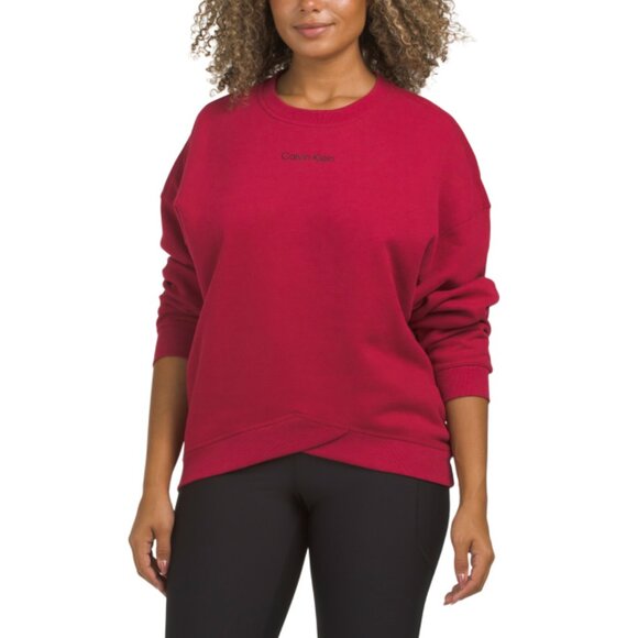 CALVIN KLEIN Red/black Chevron Hem Long Sleeve Cozy Pull Over Sweatshirt - Picture 1 of 2